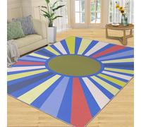 Tapis Home Decoe à Rayures colorées, Tapis Abstraits antidérapants lavables Bleu Moderne, Rayures aux Rayons colorés appliquées au Salon et à la Chambre (80x150cm)