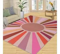 Tapis Home Decoe à Rayures colorées, Tapis lavables antidérapants à Rayures géométriques, Art géométrique dégradé coloré à appliquer au Salon et à la Chambre (50x80cm)