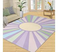 Tapis Home Decoe à Rayures colorées, Tapis lavables antidérapants Violets géométriques Modernes, Rayures aux Lignes colorées appliquées au Salon et à la Chambre (60x90cm)