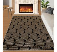 Tapis Home Decoe à Rayures géométriques en Forme de flèche dorée, Tapis Modernes légers et Luxueux en Or Noir lavables, à appliquer dans la Chambre du Salon (180x270cm)