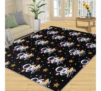 Tapis Home Decoe Astronaute, Tapis antidérapants lavables en étoile à Motif Cartoon, Univers Ciel étoilé Enfants Astronaute S’Applique à la Chambre du Salon (60x90cm)