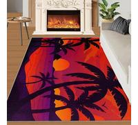 Tapis Home Decoe Beach Sunset, Tapis lavables antidérapants Ocean Beach Red Sunset, à appliquer dans Le Couloir du Salon, de la Chambre et de la Salle à Manger (70x120cm)