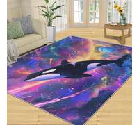 Tapis Home Decoe Black White Whale, Tapis antidérapants lavables Universe Planet, Galaxy Fantasy Apply to Room Room Bedroom Room Hall (60x90cm)
