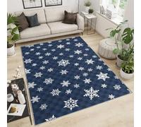 Tapis Home Decoe Bleu géométrique Moderne, décors de Neige hivernaux imprimés Tapis antidérapants Bleu Marine lavables, à appliquer dans Le Couloir du Salon, de la Chambre, de la Salle à Manger