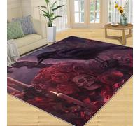 Tapis Home Decoe Crow, Tapis antidérapants lavables en Forme de crâne de Fleur, Halloween appliqué au Salon, Chambre, Couloir de Salle à Manger (180x270cm)