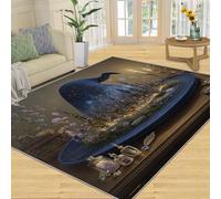 Tapis Home Decoe d’Halloween, Magicien Chapeau Fantasy World Tapis antidérapants lavables, Magic Castle Appliqués au Salon Chambre Salle à Manger Couloir (80x150cm)
