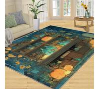 Tapis Home Decoe d’Halloween, Tapis antidérapants en Citrouille, bibliothèque Magique appliquées au Salon, Chambre, Couloir de la Salle à Manger (180x270cm)