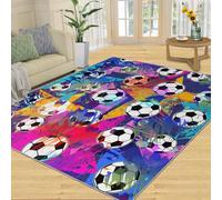 Tapis Home Decoe de Football américain, Tapis lavables antidérapants de Graffiti coloré de Style Moderne, Graffiti Abstrait Bleu Violet appliqué à la Chambre du Salon (150x210cm)