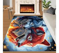 Tapis Home Decoe de la Salle de Jeux Wolf Fashion, Tapis Abstraits Modernes Wolf Wolf antidérapants, à appliquer au Salon, Chambre, Couloir de Salle à Manger (150x210cm)