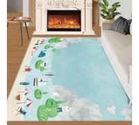 Tapis Home Decoe de Plage d’été, Tapis antidérapants lavables Dreamy Ocean, Happy Island avec Vie Marine Appliqué au Salon, Chambre, Couloir de la Salle à Manger (50x80cm)