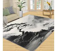 Tapis Home Decoe de Style Chinois, Tapis antidérapants lavables des Montagnes des Lacs, Peinture à l’Encre Noire et Blanche, décors naturels appliqués au Salon et à la Chambre (50x80cm)
