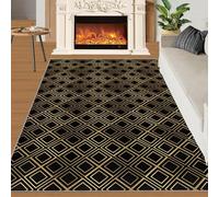 Tapis Home Decoe en Carreaux carrés dorés géométriques, Tapis Modernes légers et Luxueux dorés lavables, à appliquer au Couloir du Salon, de la Chambre à Manger (70x120cm)