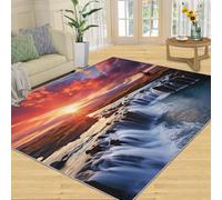 Tapis Home Decoe en Cascade, Paysages naturels Océan Tapis antidérapants lavables, Magnifiques Cascades de Coucher de Soleil appliquées sur la Chambre du Salon (60x90cm)