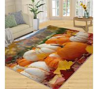 Tapis Home Decoe en Citrouille, décors pastoraux Tapis antidérapants lavables, Feuilles d’Automne Appliquées au Salon, Chambre, Couloir de la Salle à Manger (70x120cm)