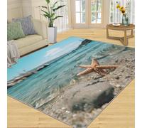 Tapis Home Decoe en étoile de mer, Tapis lavables antidérapants Beach Waves, Plage Minimaliste Style océan à appliquer dans Le Salon, la Chambre, Le Couloir de la Salle à Manger (70x120cm)