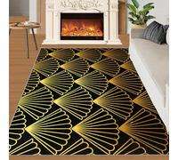 Tapis Home Decoe en Forme d’éventail géométrique doré, Tapis antidérapants antidérapants minimalistes en Or Noir, à appliquer dans Le Salon et la Chambre (180x270cm)