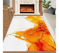 Tapis Home Decoe en marbre Moderne à dégradé Orange, Tapis dérapants antidérapants en Couleur tie-Dye dorée lavables, appliqués au Salon et à la Chambre (60x90cm)