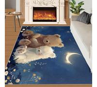 Tapis Home Decoe en Ours Blanc Brun, adorables Tapis lavables antidérapants en Peluche, Ciel Nocturne Bleu appliqué au Salon, Chambre, Couloir de Salle à Manger (180x270cm)