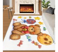 Tapis Home Decoe en Peluche d’Ours, Tapis antidérapants lavables Star Candy, Ours de Dessins animés appliqués au Couloir du Salon, de la Chambre, de la Salle à Manger (80x150cm)