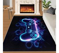 Tapis Home Decoe Gaming Creative Blue Game Handle, Minimalisme Tapis antidérapants Noirs lavables, à appliquer au Salon, Chambre, Couloir de Salle à Manger (60x90cm)