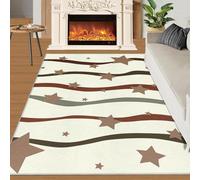 Tapis Home Decoe géométrique médiéval coloré et ondulé, Tapis antidérapants en étoiles Brun foncé, à appliquer dans Le Salon, la Chambre, Le Couloir de la Salle à Manger (80x150cm)