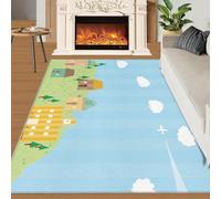 Tapis Home Decoe Graffiti de Dessins animés, Tapis antidérapants lavables de la forêt de Conte de fées, Cottage de Dessin animé appliqué au Salon Chambre Couloir de la Salle à Manger (50x80cm)