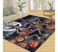 Tapis Home Decoe Halloween Night Heaven, Tapis antidérapants en Citrouille Squelette lavables, Halloween appliqué au Salon Chambre Couloir Salle à Manger (60x90cm)