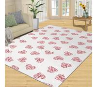 Tapis Home Decoe Love Heart, Tapis antidérapants antidérapants Pink Heart Rouge, Modern Geometric Gir’s Room Minimalist White Apply to Room (50x80cm)