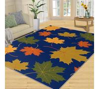 Tapis Home Decoe Maple Leave, Tapis antidérapants lavables en Feuille d’Automne Bleu foncé, Feuilles colorées à appliquer sur Le Salon, la Chambre, Le Couloir de la Salle à Manger (50x80cm)