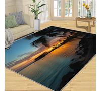 Tapis Home Decoe Ocean, décors de Coucher de Soleil Tapis antidérapants lavables, Ocean au Coucher de Soleil Moderne appliqué au Salon, Chambre, Couloir de Salle à Manger (120x180cm)