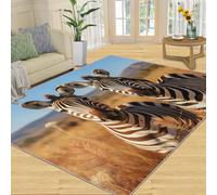Tapis Home Decoe pour Animaux Sauvages, Magnifiques Tapis antidérapants lavables des Montagnes de Prairie, appliquez du zèbre zèbre Noir Blanc du Soleil dans la Chambre du Salon (50x80cm)