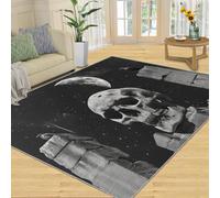 Tapis Home Decoe Skeleton, Tapis antidérapants antidérapants Horror Skeleton Crow, Night Sky Appliqué au Salon, Chambre, Couloir de la Salle à Manger (180x270cm)