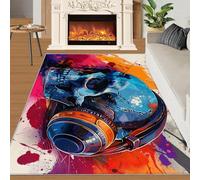 Tapis Home Decoe Skeleton, Tapis antidérapants Scarleton d’Horreur, Graffitis colorés appliqués au Salon, Chambre, Couloir de Salle à Manger (160x230cm)