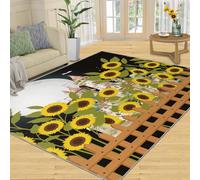 Tapis Home Decoe Sunflower, Tapis lavables antidérapants Moon Castle, Magnifique Tournesol Ciel Nocturne appliqué sur Le Salon, la Chambre, Le Couloir de la Salle à Manger (80x150cm)