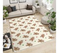 Tapis Home Decoe sur Le thème de Noël, Tapis géométriques en Forme d’Homme en Pain d’épices à Motif d’étoile antidérapant lavables, à appliquer dans la Chambre du Salon (180x270cm)