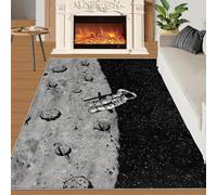 Tapis Home Decoe Universe Outer Space Planet Kids Room, Tapis antidérapants minimalistes Noirs et Gris, à appliquer dans la Chambre du Salon (180x270cm)