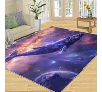 Tapis Home Decoe Whale, Tapis antidérapants Fantasy Galaxy Whale lavables, Universe Planet Applique au Salon Chambre Couloir Salle à Manger (120x180cm)