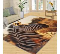Tapis Home Decoe Zebra Blanc Noir, paysages de Prairie Sunshine Tapis antidérapants lavables, Magnifiques Animaux des prairies Que Le zèbre Applique dans Le Salon et la Chambre (50x80cm)