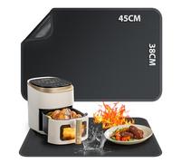 Tapis ignifuge, 38 x 45 cm, tapis de protection contre la chaleur, tapis anti-feu en fibre de verre et silicone pour plans de travail de cuisine, tapis résistant à la chaleur pour friteuse à air