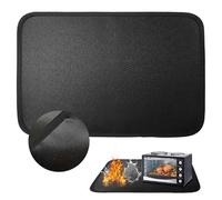 Tapis Ignifuge, 60 X 40 cm Tapis Résistant à la Chaleur pour Friteuse à Air, Imperméable Tapis pour Cuisine Résistant à la Chaleur pour Friteuses, Fours, Micro-Ondes, Grils d'Extérieur, etc. Noir