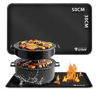 Tapis ignifuge - Tapis de barbecue résistant à la chaleur 50 x 30 cm - Tapis ignifuge - Protège la table de préparation et les tables de barbecue d'extérieur - Tapis de protection contre la chaleur