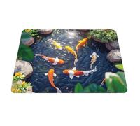 Tapis illusion 3D Illusion d'optique 40 x 60 cm Polyester Impression Tapis de sol Poisson Koi Rouge Salon Tapis 3D avec motif poisson et motif de grottes Antidérapant Tapis de sol Accessoires
