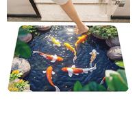 Tapis illusion 3D Illusion d'optique 40 x 60 cm Polyester Impression Tapis de sol Poisson Koi Rouge Salon Tapis 3D avec motif poisson et motif de grottes Antidérapant Tapis de sol Accessoires
