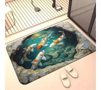 Tapis illusion d'optique 3D, le chien a peur du tapis 3D, tapis à trous multi-design, tapis amusant 3D à farce avec antidérapant sûr, paillasson facile à nettoyer pour l'entrée