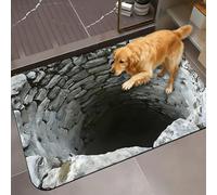 Tapis illusion d'optique 3D réaliste, le chien a peur du tapis 3D, tapis qui ressemble à un trou, piège l'illusion d'optique, paillasson antidérapant sans fond, idéal pour porte, entrée, bain et zones