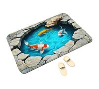 Tapis Illusion d'optique - Boue d'algues de Galets Polyester 40 x 60 cm | Tapis de Salle de Bain | Tapis d'étang à Poissons, antidérapant, Doux, Confortable, séchage Rapide, Facile à Nettoyer