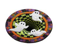 Tapis Illusion d'Optique Halloween - 61x61cm Ghost Squelette Antidérapant | | Piège à abysse 3D en tissu doux en forme de cristal, décoration de sol, pour salon, chambre à coucher, salle de bain, cuisine