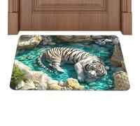 Tapis illusion optique 3D bande effrayante antidérapant esthétique | Tapis avec design 3D pour décoration d'Halloween, entrée, intérieur, extérieur, cuisine, salle de bain