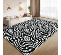 Tapis Illusions D'Optique, Tapis Rayures Géométriques Noir-Blanc de Décoration de Sol Antidérapant Doux à Poils Courts pour L'Intérieur de La Maison Le Salon La Chambre à Coucher 150x240cm