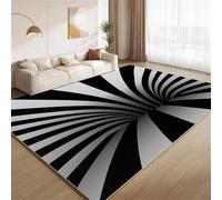Tapis Illusions D'Optique, Tapis Rayures Noires Et Blanches Lavable pour Salon Chambre à Coucher Doux Antidérapant sans Perte à Poils Courts pour Crèche Ferme Maison Couloir 120x150cm
